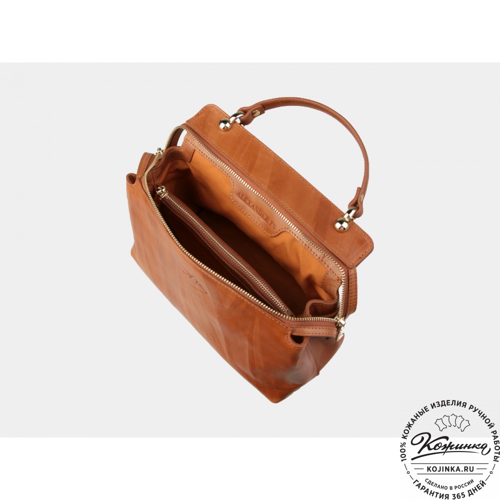 Женская кожаная сумка "Орнелла" (коньяк